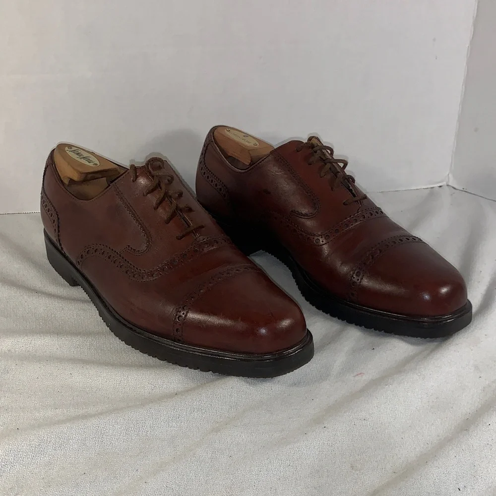 Bally Men's Oxford Brogue Brown Leather Dress Shoes